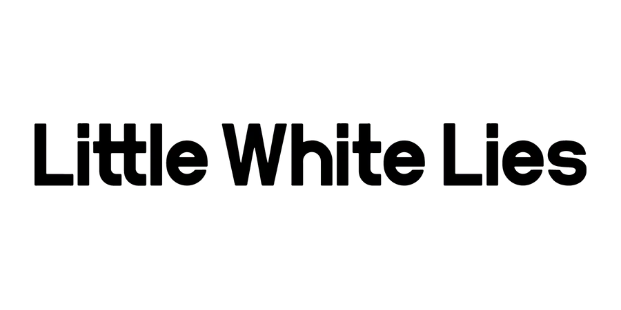 Little White Lies logo in black text with transparent background.